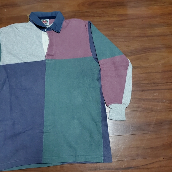 VINTAGE BARBARIAN RUGBY WEAR POLO SHIRT CANADA MENS LARGE RARE COLOR BLOCKING - Picture 4 of 7